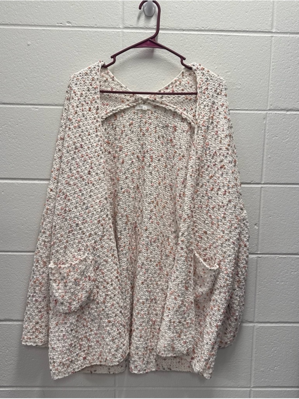 Maurices Cream Cardigan with Pink Speckle Knit